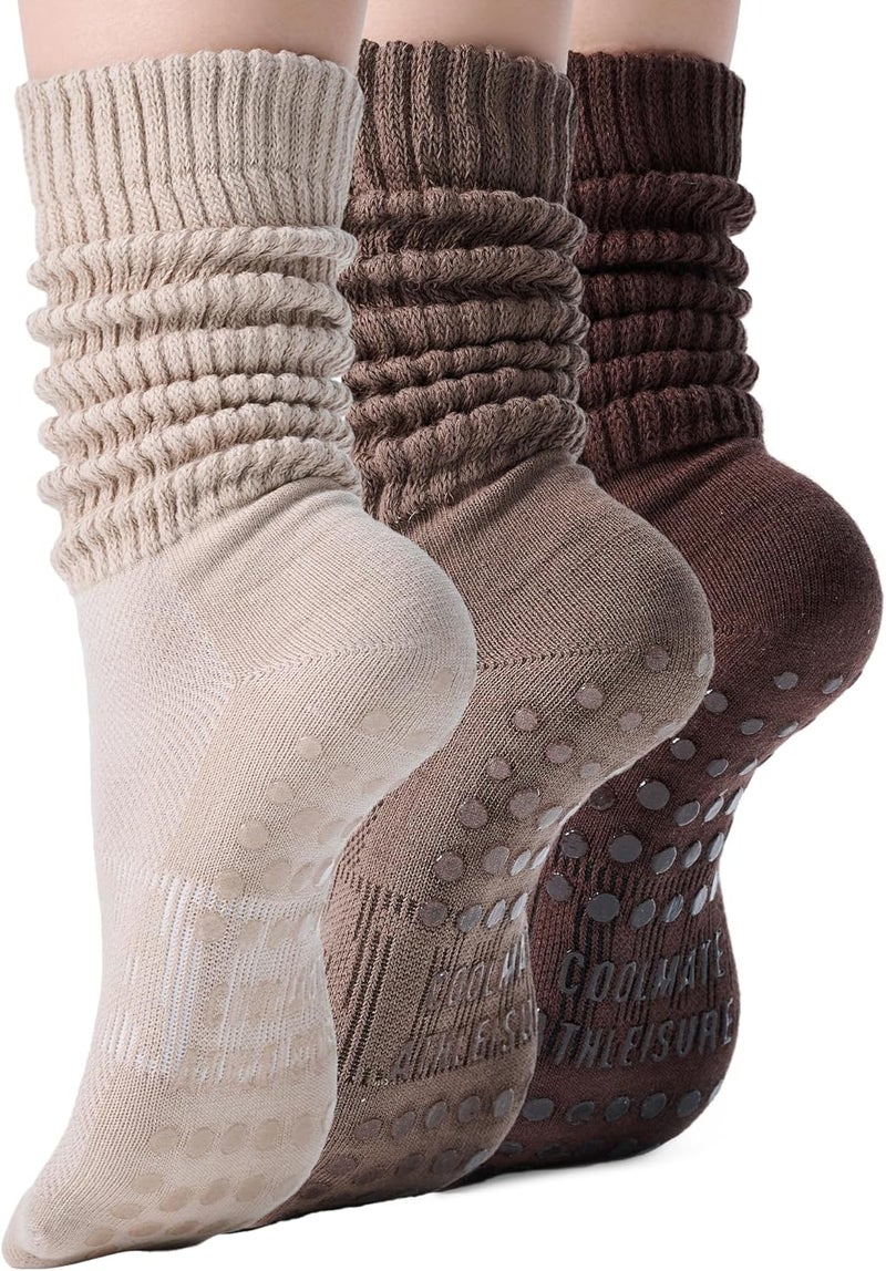 CoolMate Store Pilates Socks with Grips for Women, Yoga Socks, Crew Non Slip Women for Barre, Pilates Gifts - Image 1